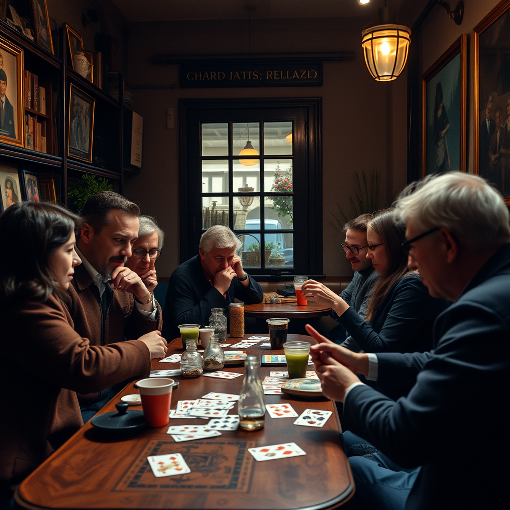 Budapesti kávéház hagyományos kártyajátékokkal, modern társasjátékok magyar családoknál, kulturális átalakulás a table games világában